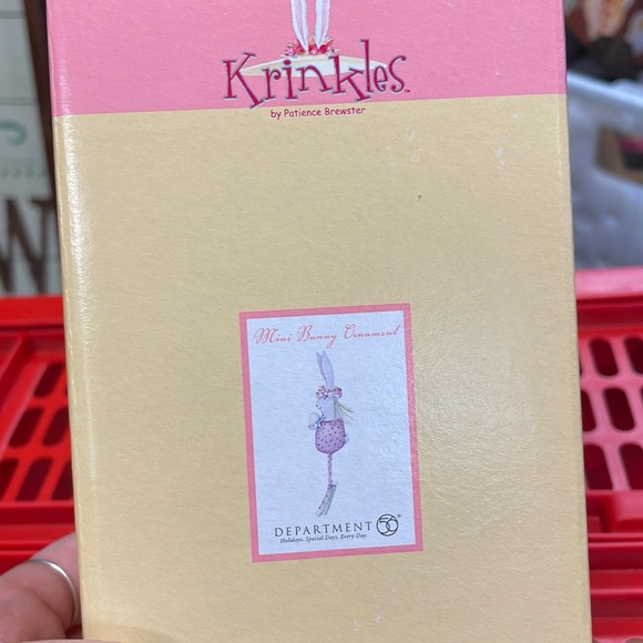 Krinkles Easter by Patience Brewster mini bunny ornament - rabbit with egg - Picture 1 of 3